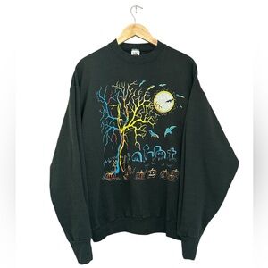 Vintage Halloween Crewneck Sweatshirt Black Size XL
